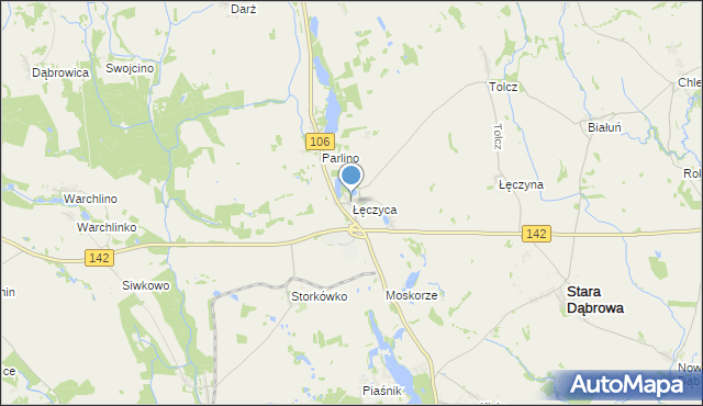 mapa Łęczyca, Łęczyca gmina Stara Dąbrowa na mapie Targeo